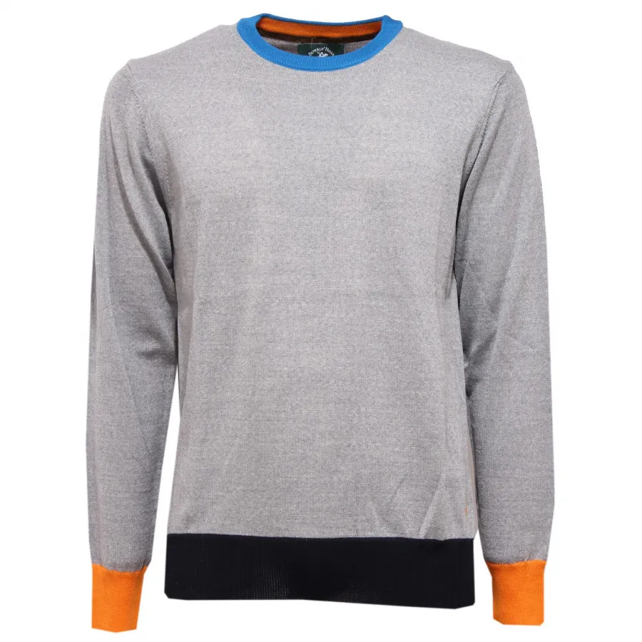 0352AA maglione uomo BEVERLY HILLS POLO CLUB grey mix wool sweater man