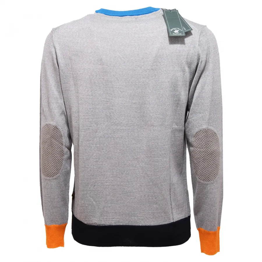 0352AA maglione uomo BEVERLY HILLS POLO CLUB grey mix wool sweater man