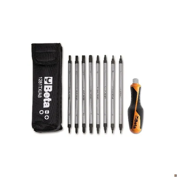 1281BG-TX/A8 - ASSORTIMENTO DI 8 GIRAVITE BIVALENTI E 1 IMPUGNATURA, IN ASTUCCIO BETA UTENSILI 012810530