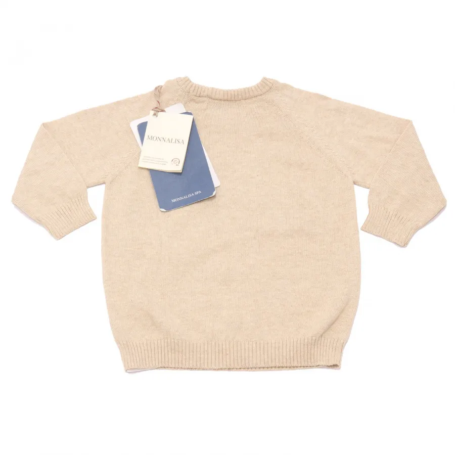 1485AD maglione bimbo BOY HITCH-HIKER cotton ecru printed sweater kids