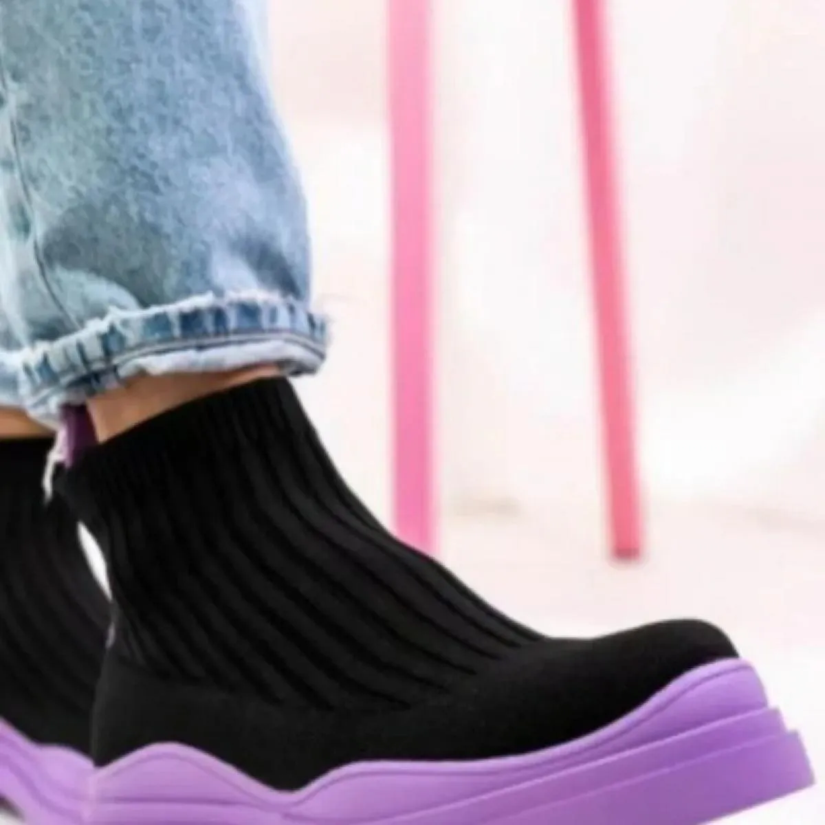 2023 primavera autunno nuova moda traspirante zeppe casual piattaforma stivaletti calzini da donna scarpe stivali gotici