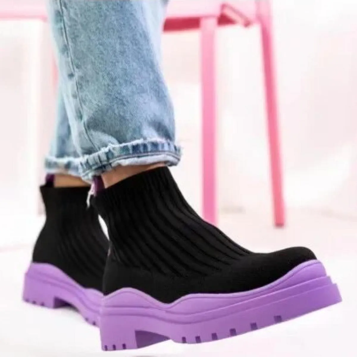 2023 primavera autunno nuova moda traspirante zeppe casual piattaforma stivaletti calzini da donna scarpe stivali gotici