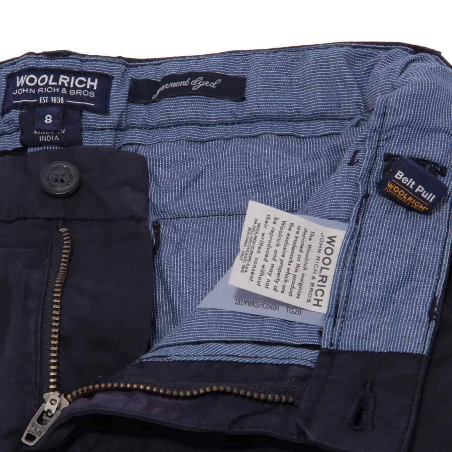 5135AB bermuda bimbo BOY WOOLRICH STRETCH blue garment dyed shorts kid