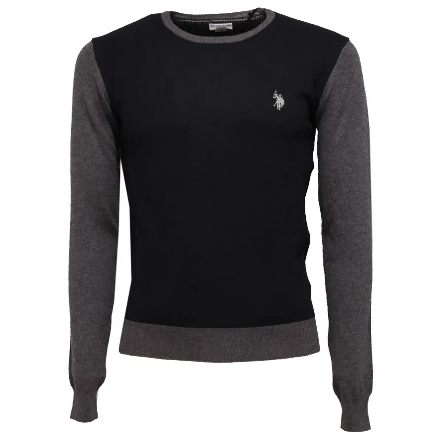 6060K maglione uomo U.S. POLO ASSN. blue/grey mix wool sweater man