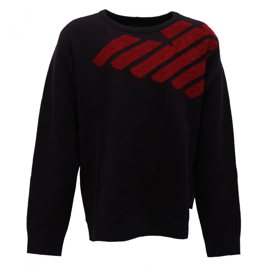 6609AB maglione bimbo BOY EMPORIO ARMANI mix wool blue/red sweater kids
