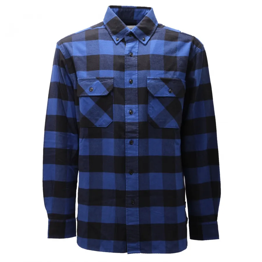 9576AD camicia uomo WOOLRICH blue/black heavy cotton shirt cotton man
