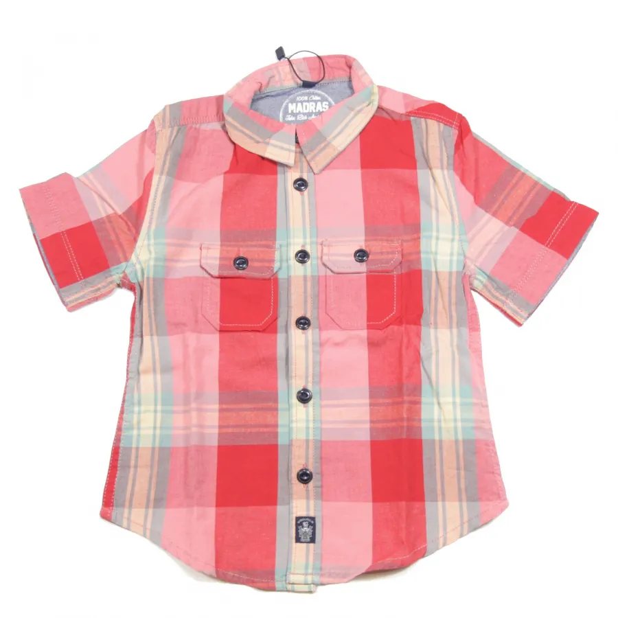 A0002 camicia madras bimbo WOOLRICH manica corta  t-shirts kids