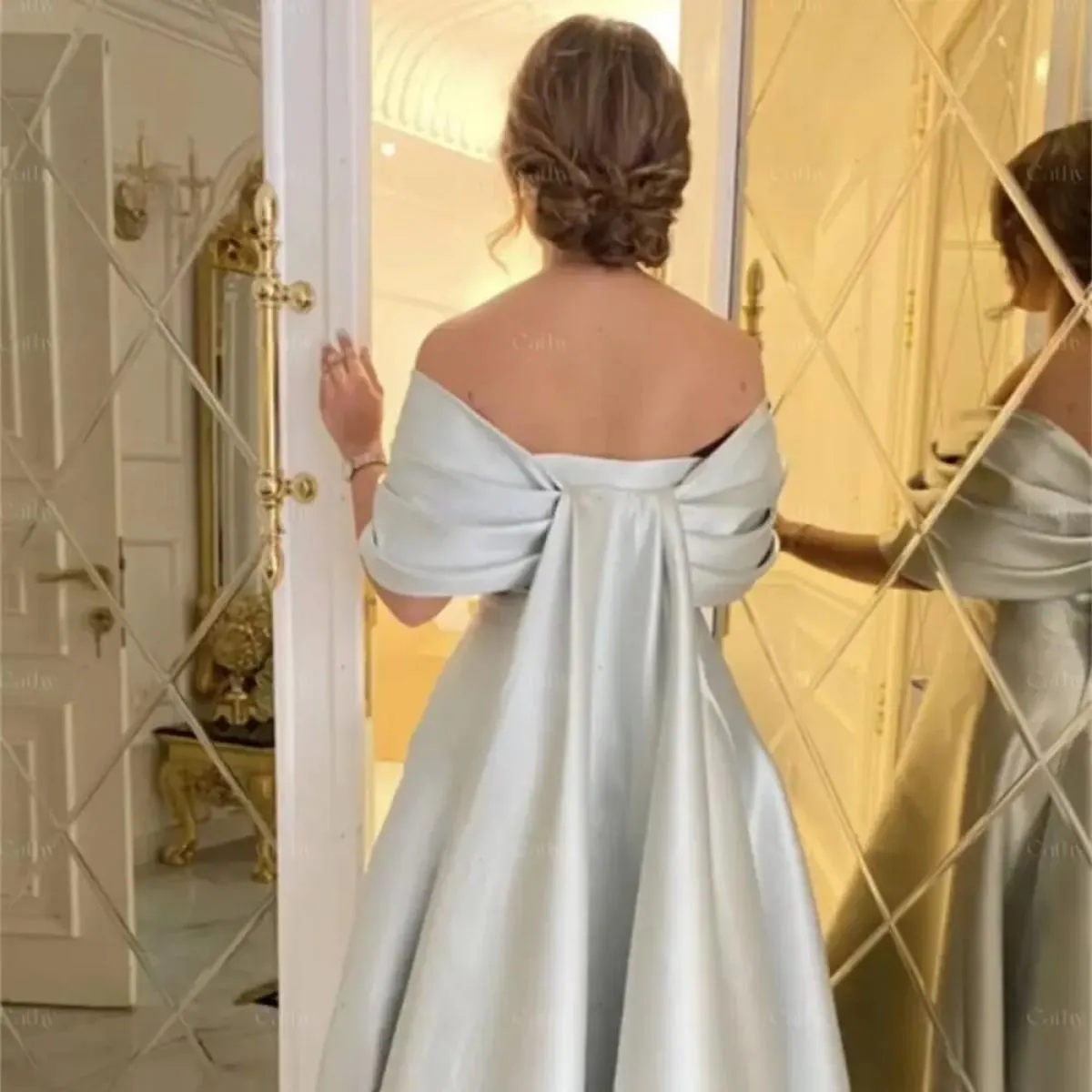 Abiti da sposa da sera in raso Abito da sera con spalla Abito da sera