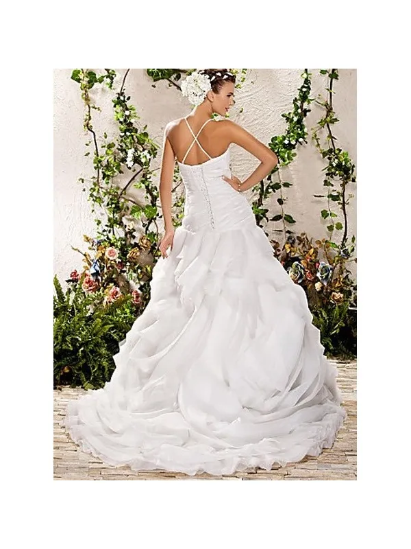 Abito da sposa online vita bassa con gonna a balza in organza