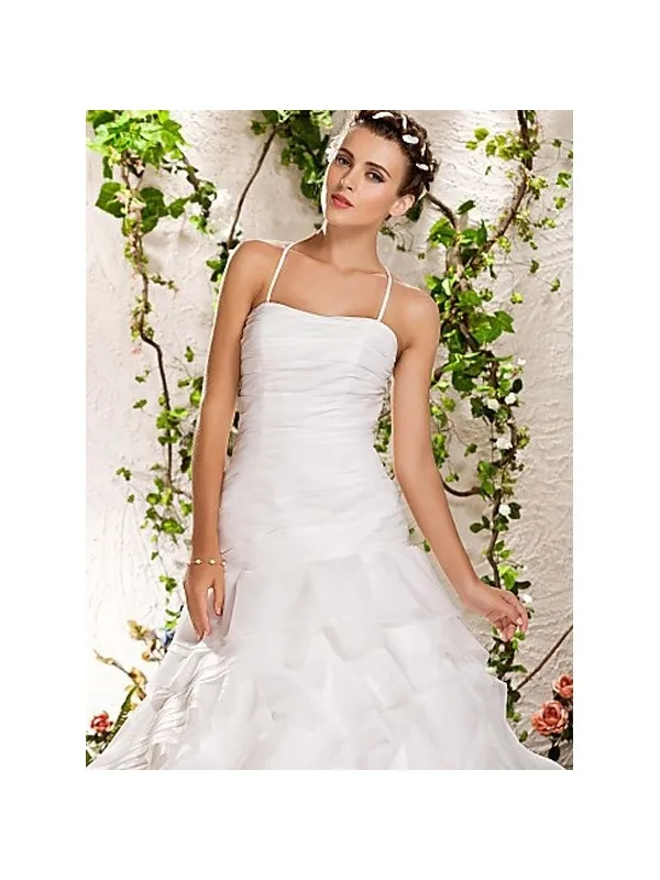 Abito da sposa online vita bassa con gonna a balza in organza