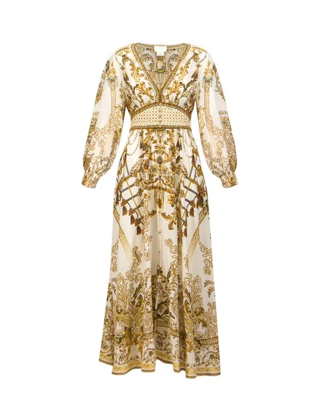 Abito di seta Camilla Button Dress W/ Shaped Waistband