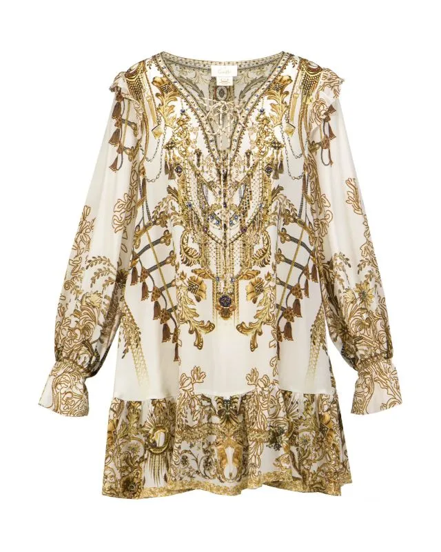Abito di seta Camilla Ruffle Lace Up
