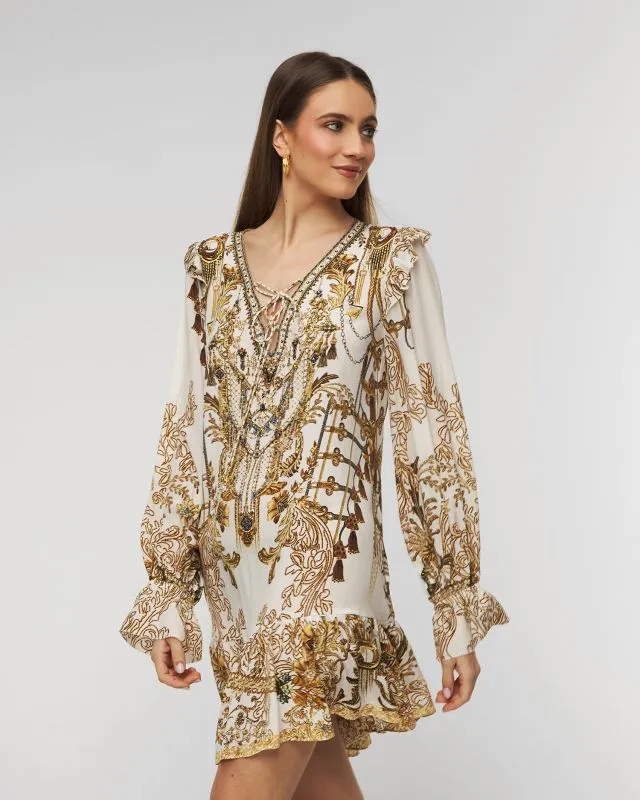 Abito di seta Camilla Ruffle Lace Up