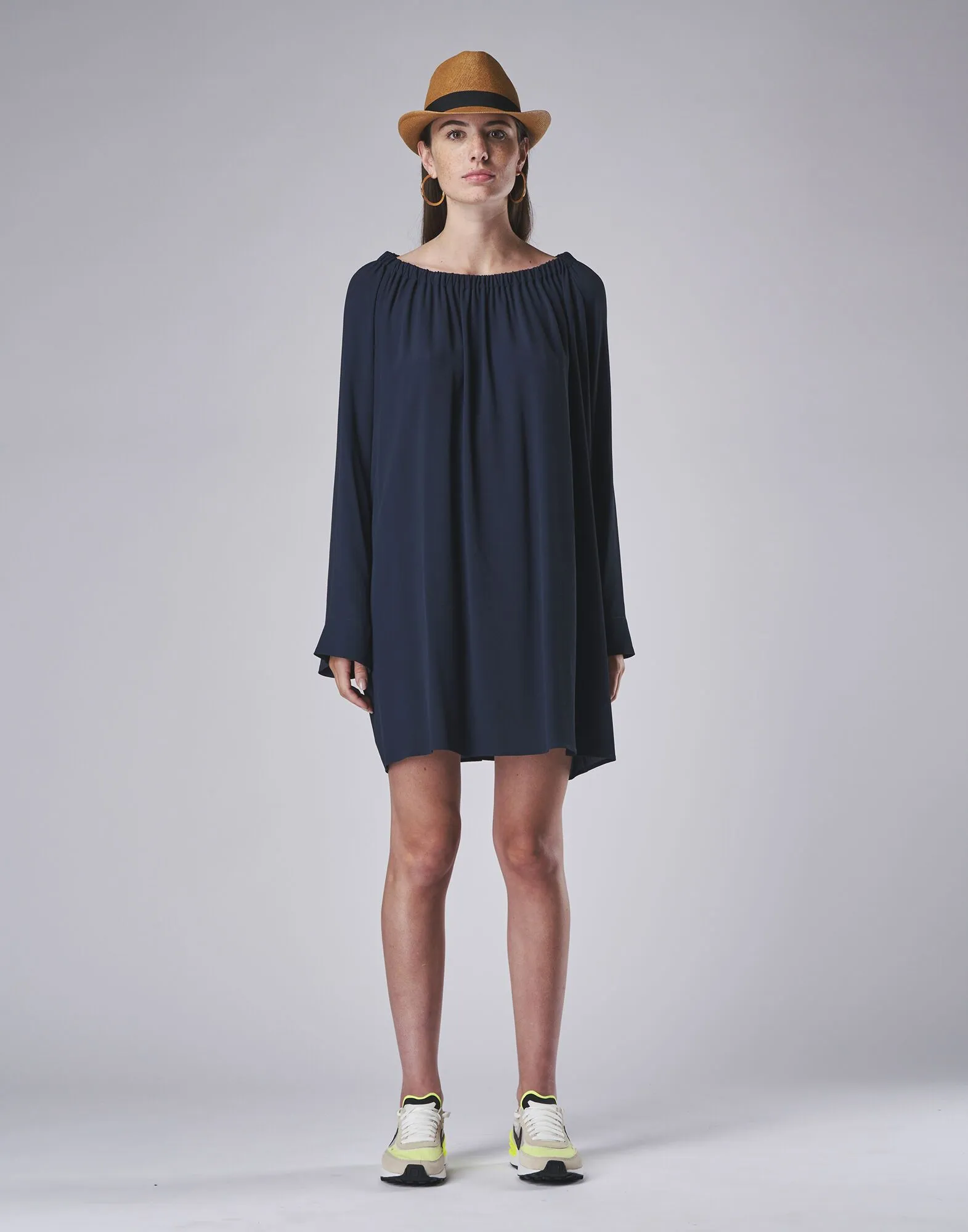 ABITO MINI "FOCA" BLU IN MISTO SETA