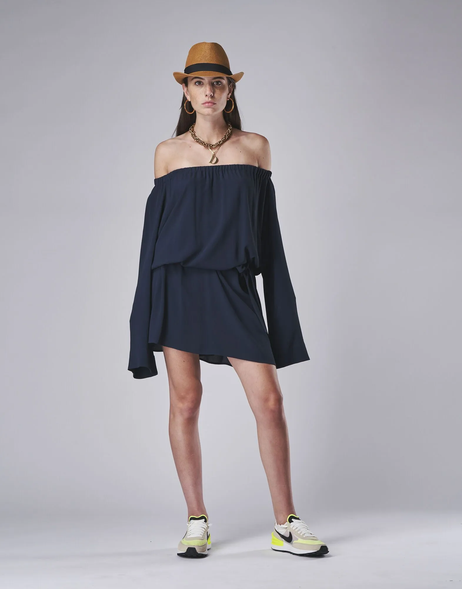 ABITO MINI "FOCA" BLU IN MISTO SETA