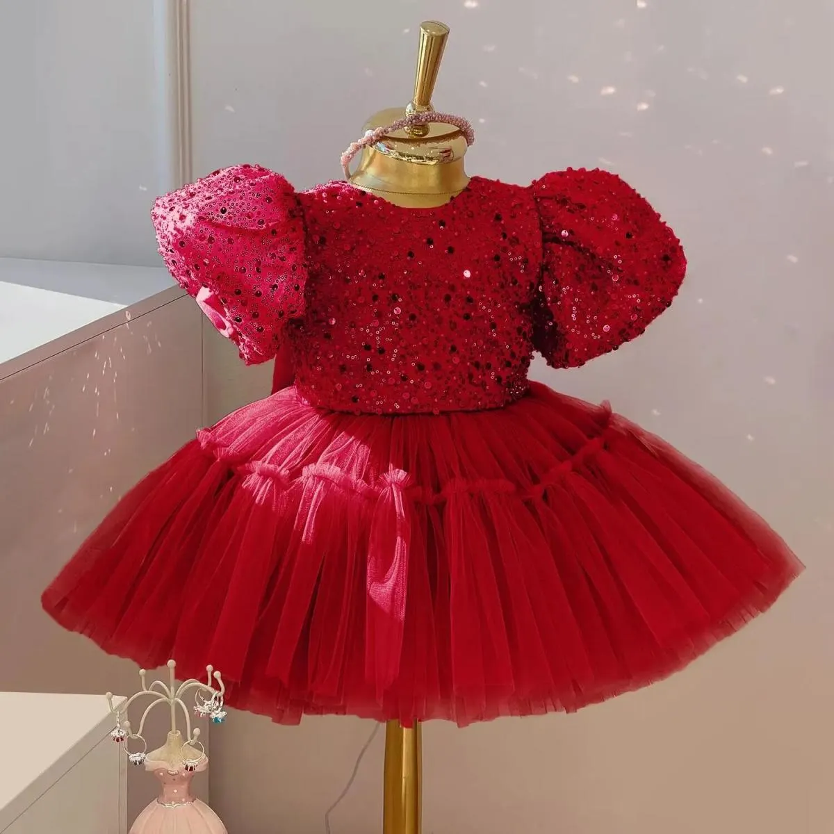Abito natalizio Abito da principessa per bambina Abito da battesimo per bambina