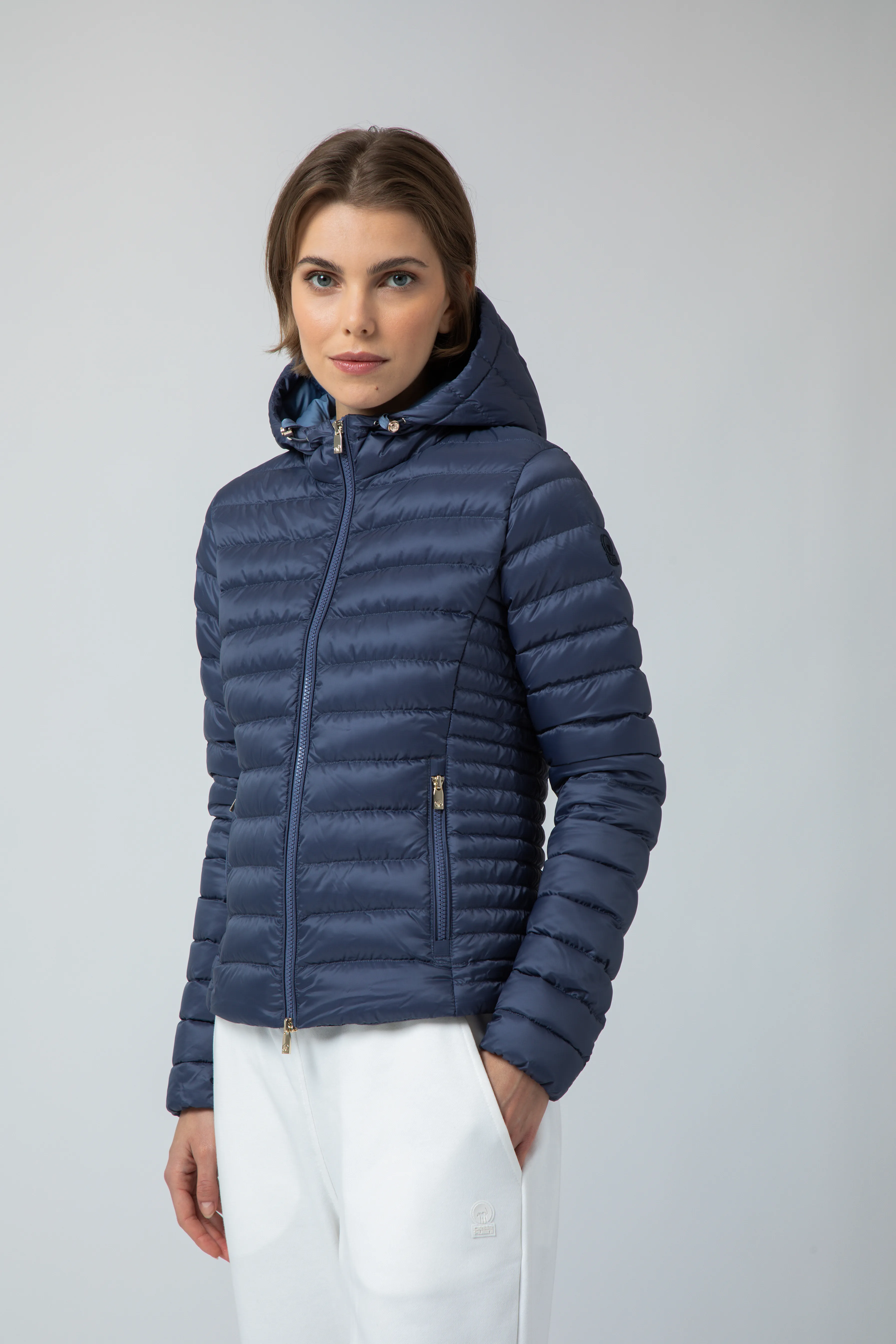 AGHATA – Semi opaque blue down jacket