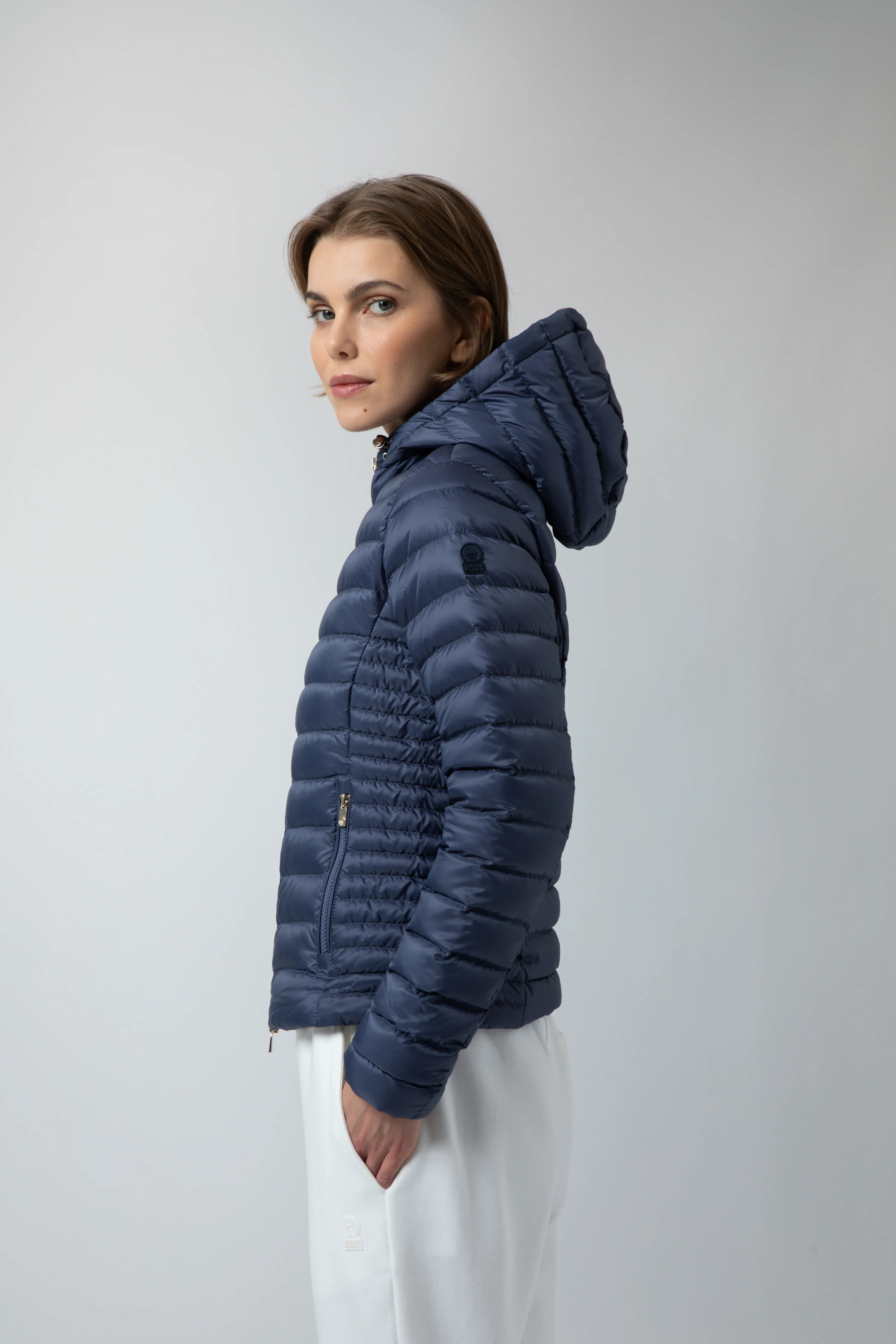 AGHATA – Semi opaque blue down jacket
