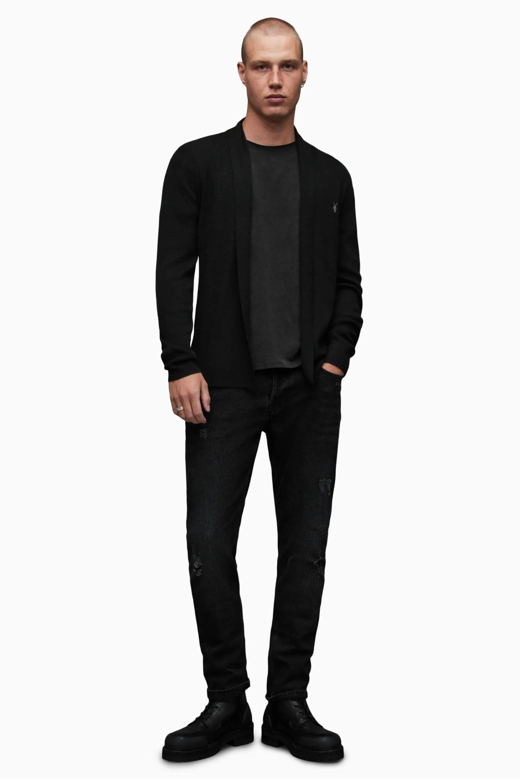 AllSaints - Mode - Cardigan aperto in lana merino