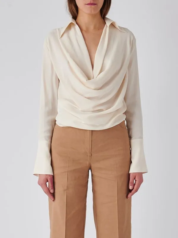 Blusa donna Pinko in misto seta con bottoni Cipria