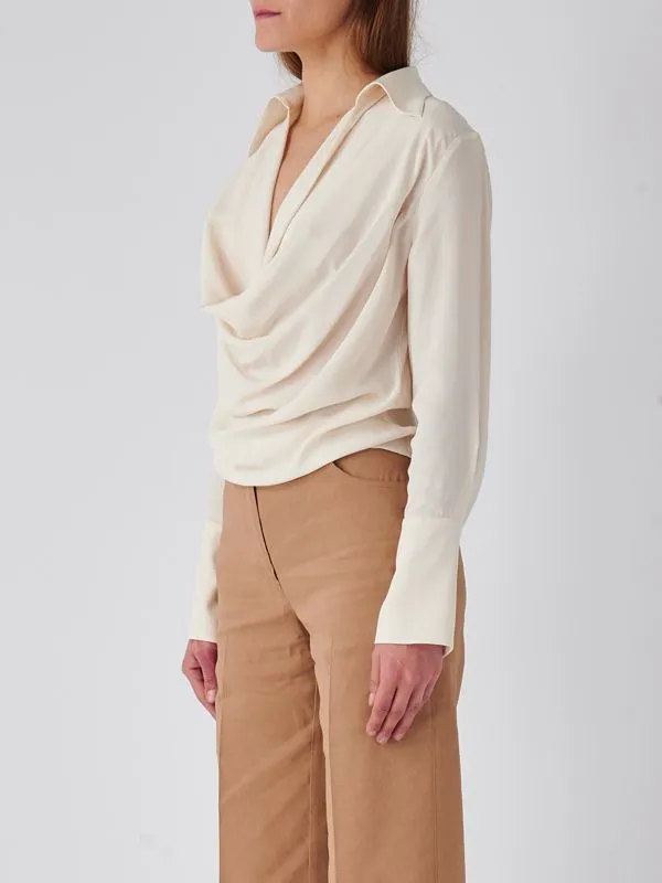 Blusa donna Pinko in misto seta con bottoni Cipria