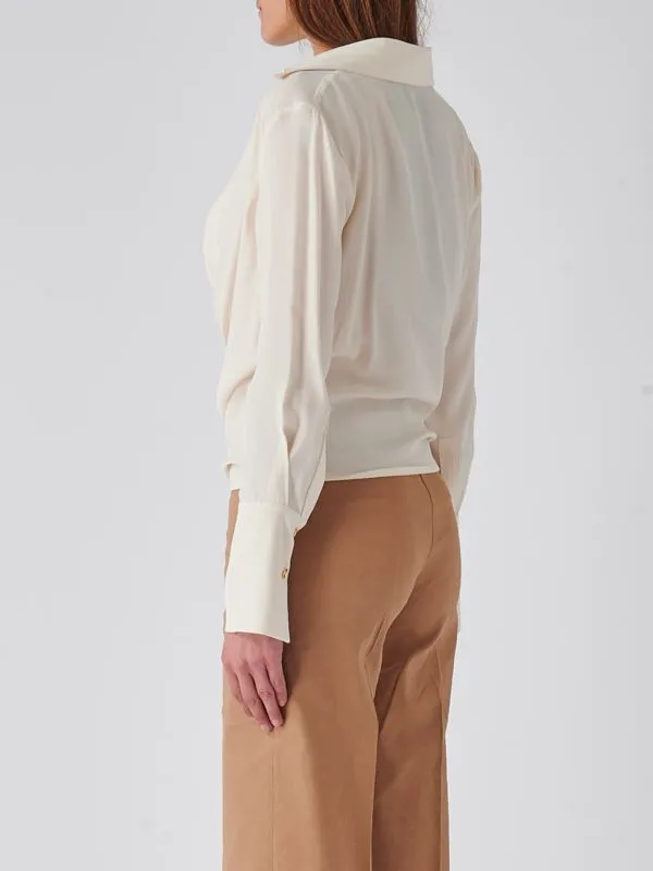 Blusa donna Pinko in misto seta con bottoni Cipria
