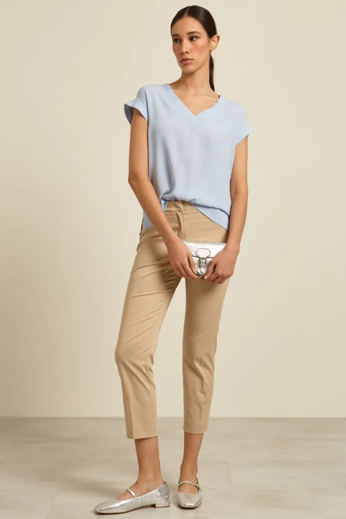 Blusa in crêpe de chine