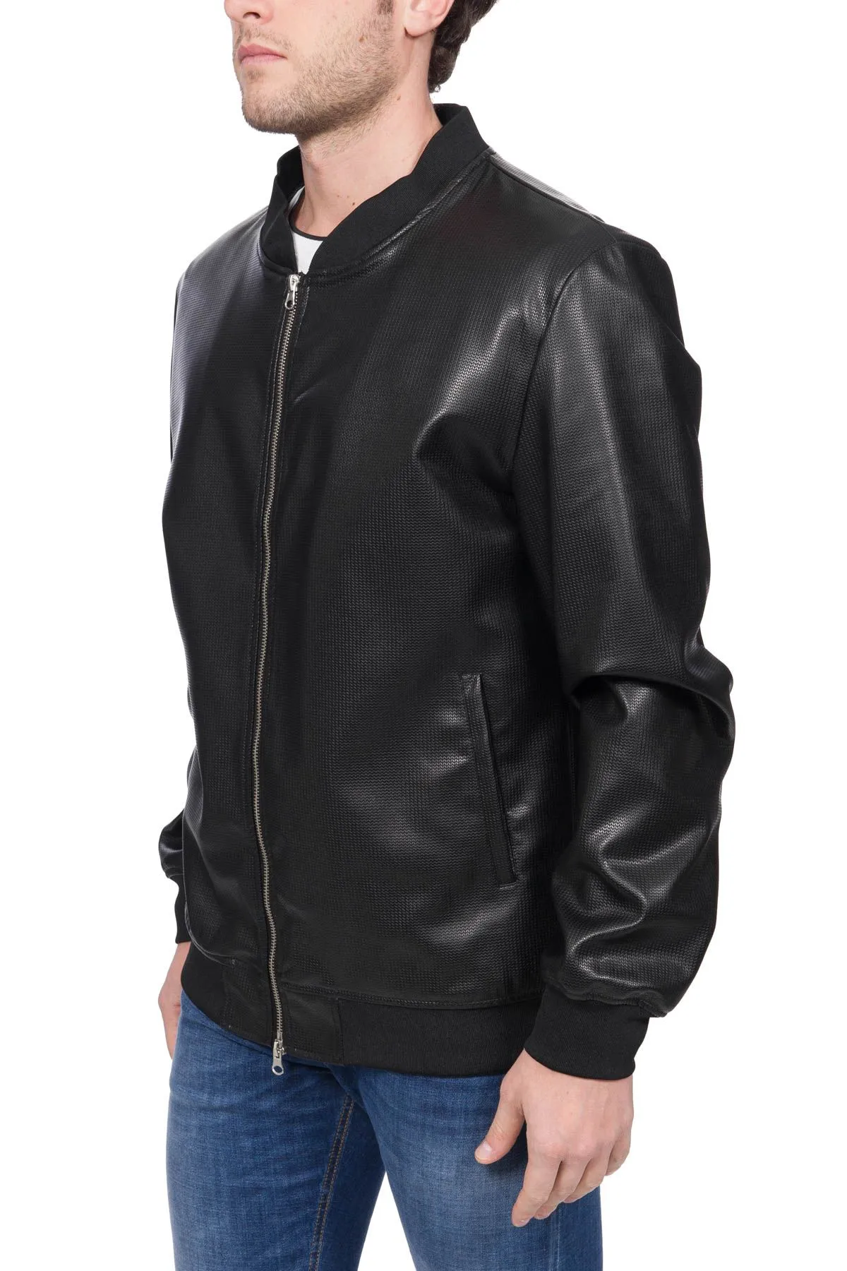 BOMBER NERO IN ECOPELLE CAFFE' LATTE