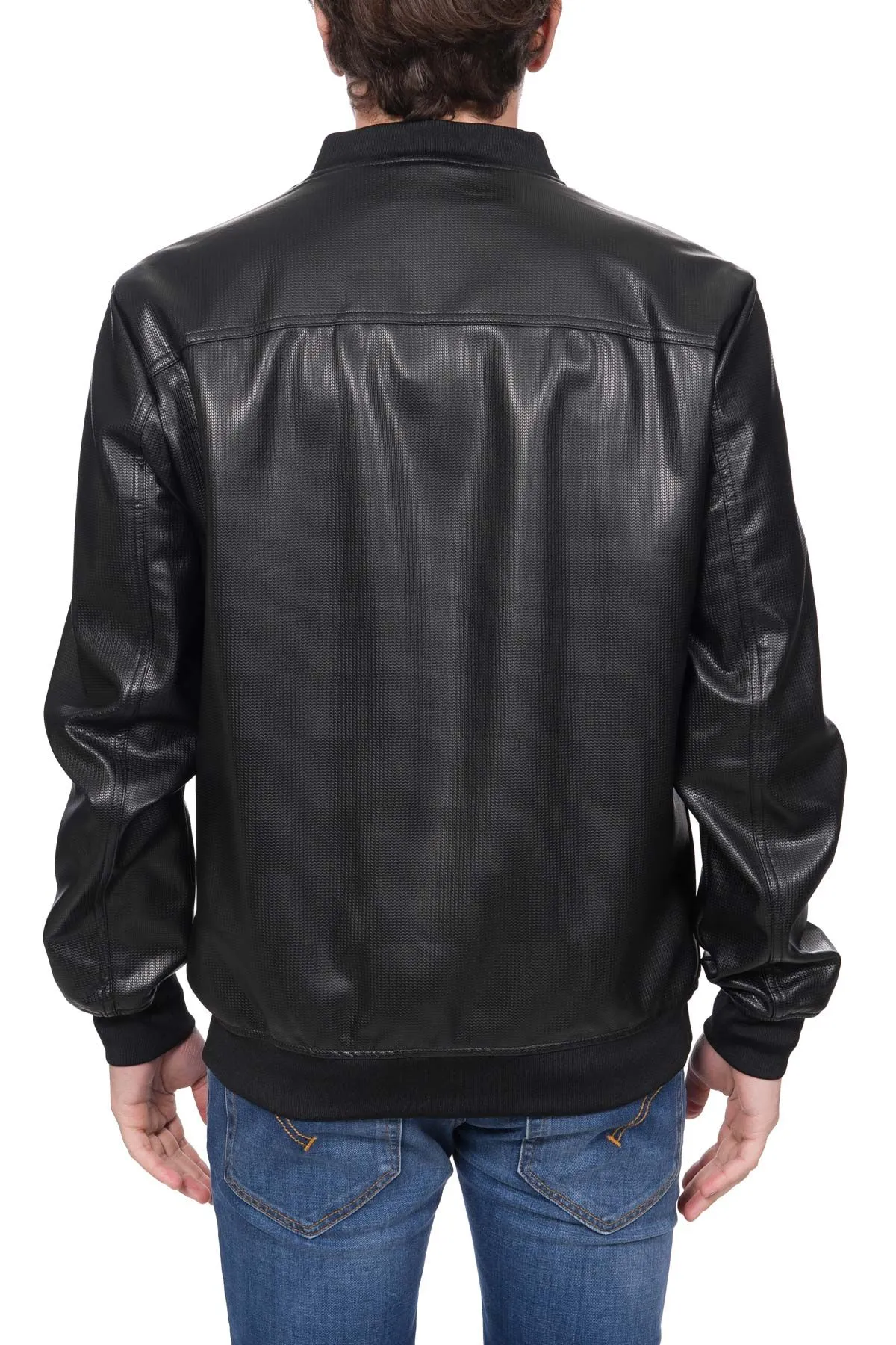 BOMBER NERO IN ECOPELLE CAFFE' LATTE