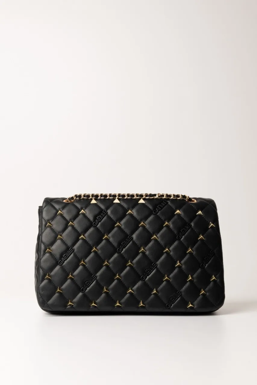Borsa a tracolla con logo e borchie Nero