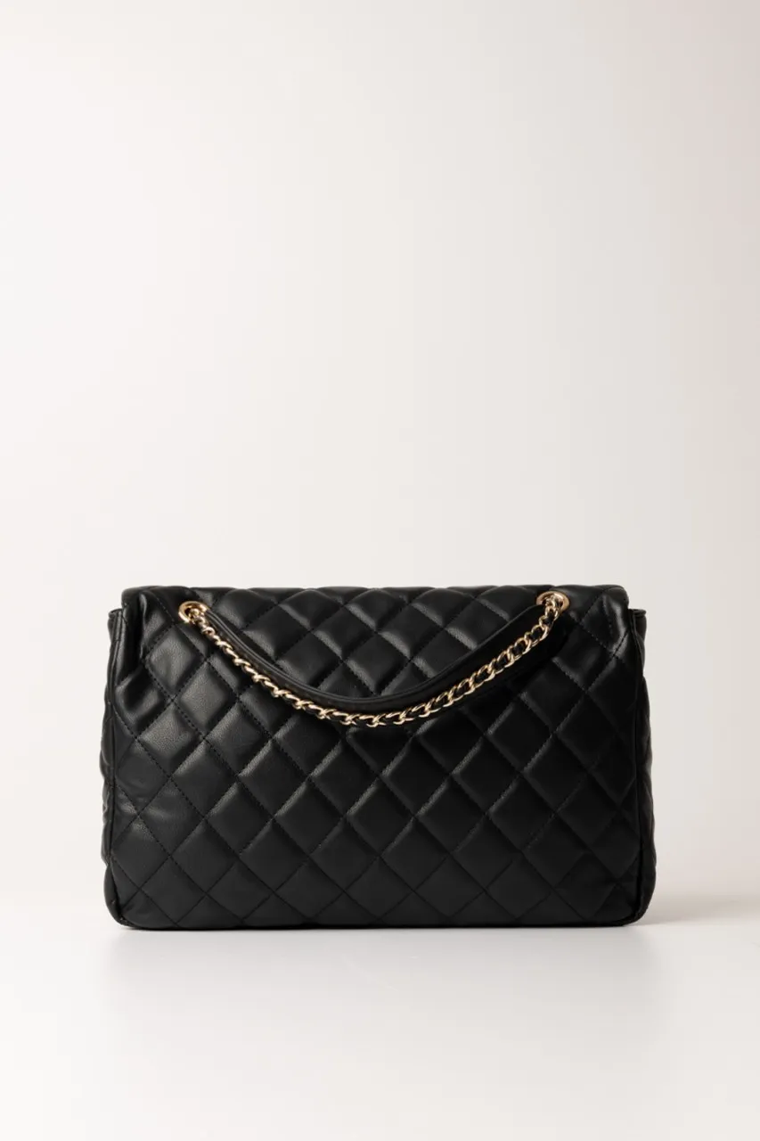 Borsa a tracolla con logo e borchie Nero
