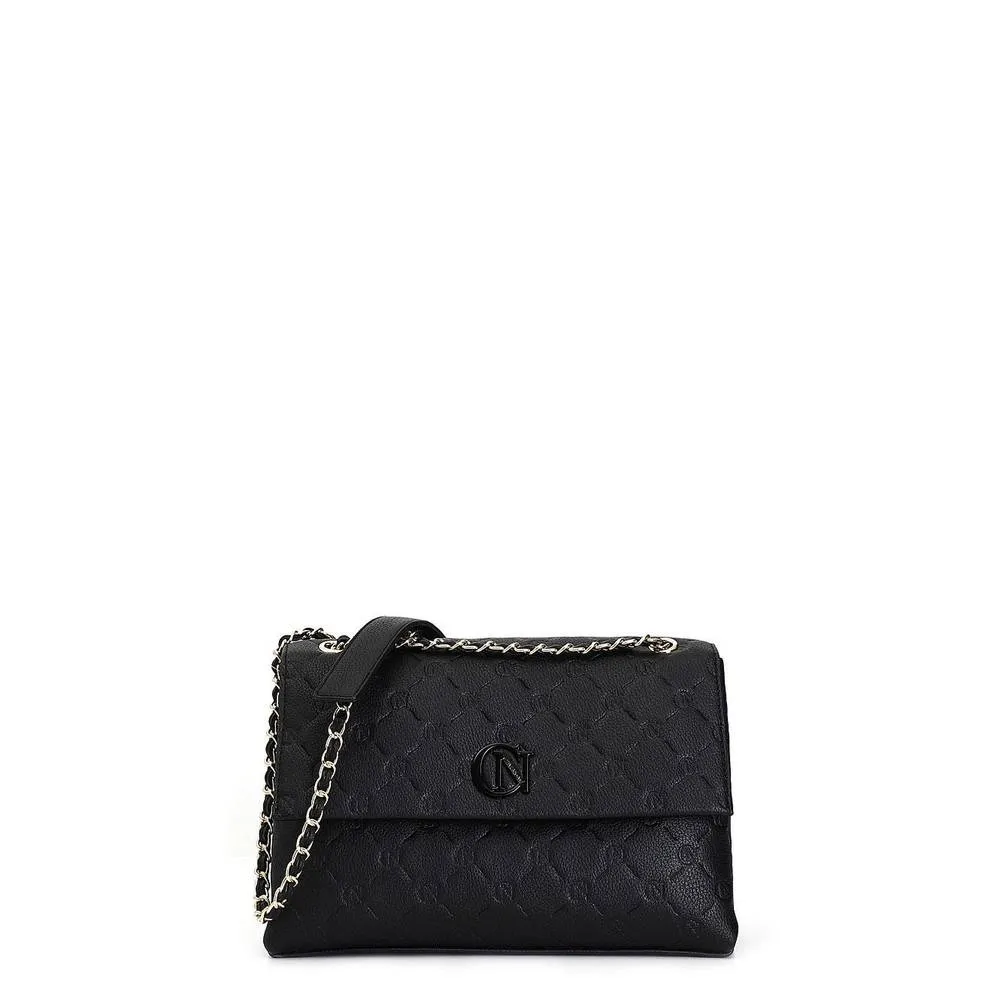 Borsa a Tracolla con Logo Embossed All Over
