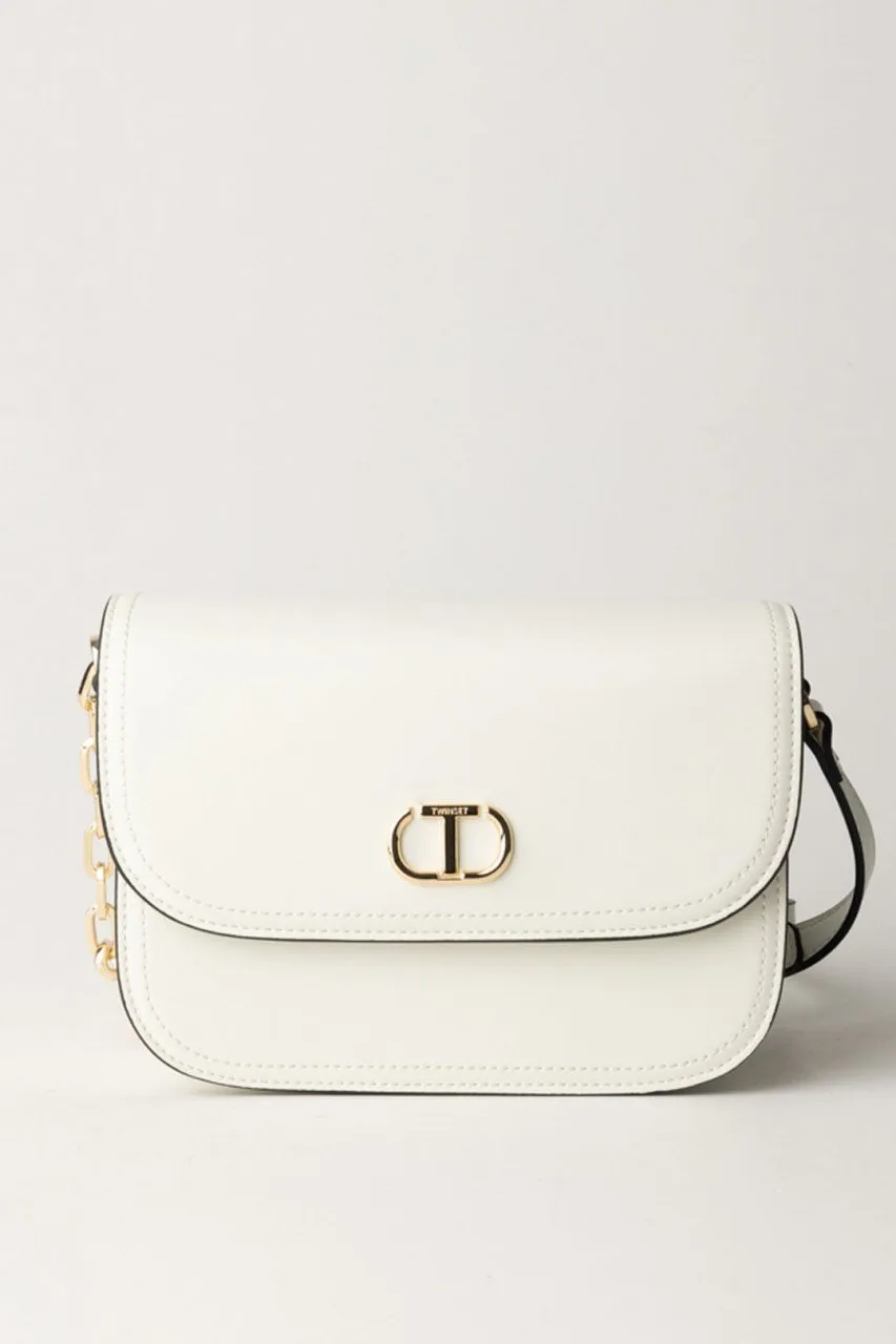 Borsa a tracolla in pelle liscia BIANCO OTTICO