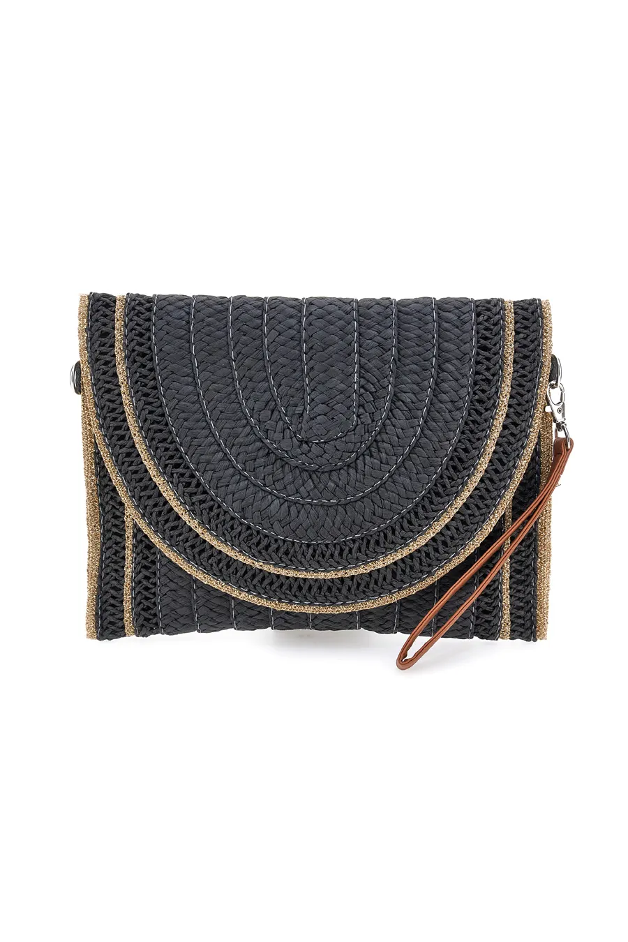 Borsa a Tracolla Nere in Rafia LWB 014