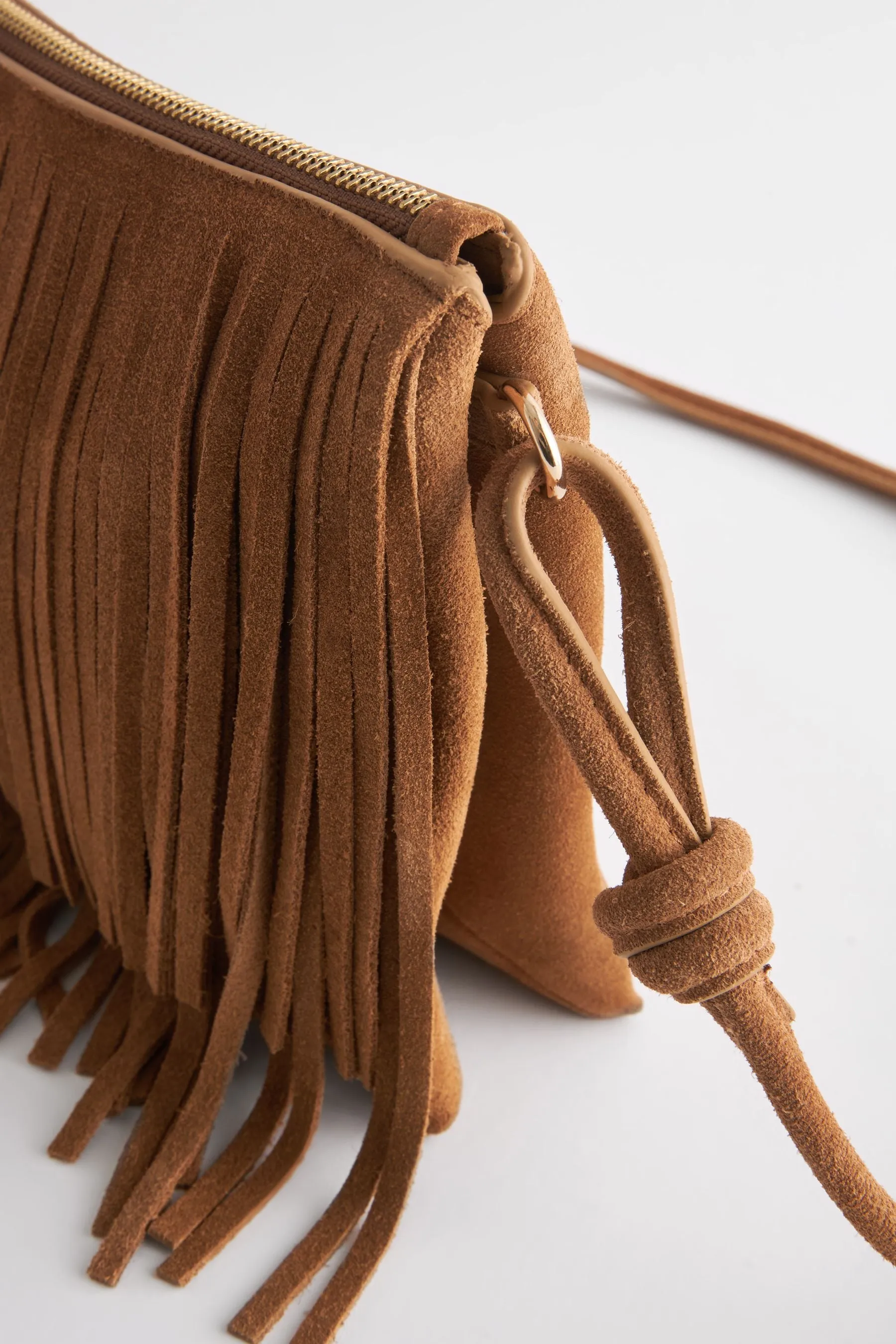 Borsa a tracolla western in pelle con frange