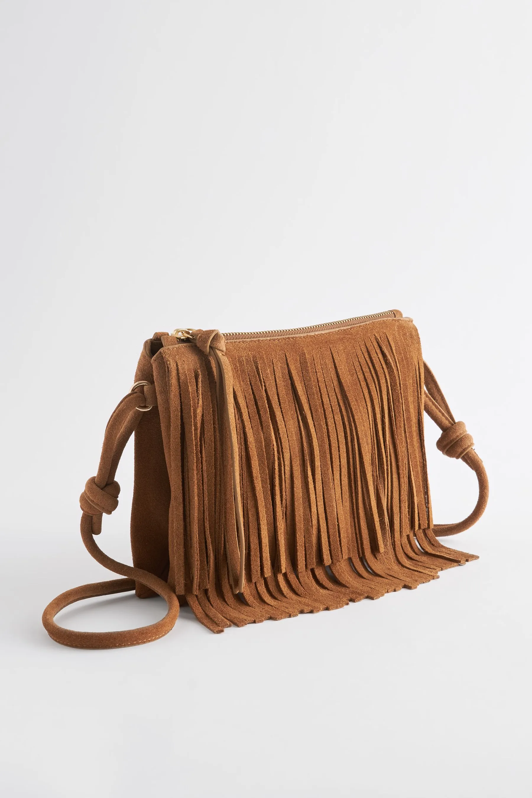Borsa a tracolla western in pelle con frange