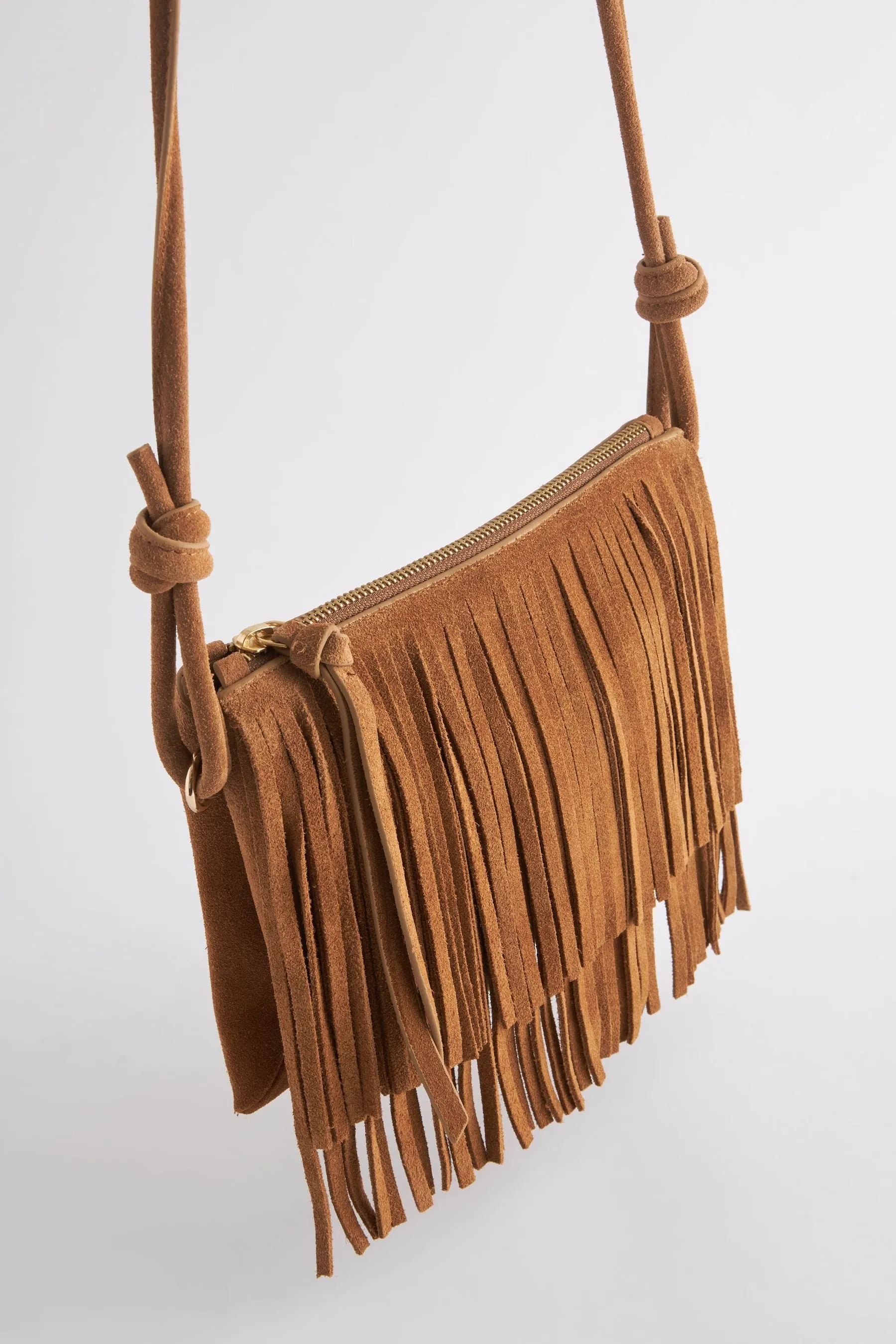 Borsa a tracolla western in pelle con frange