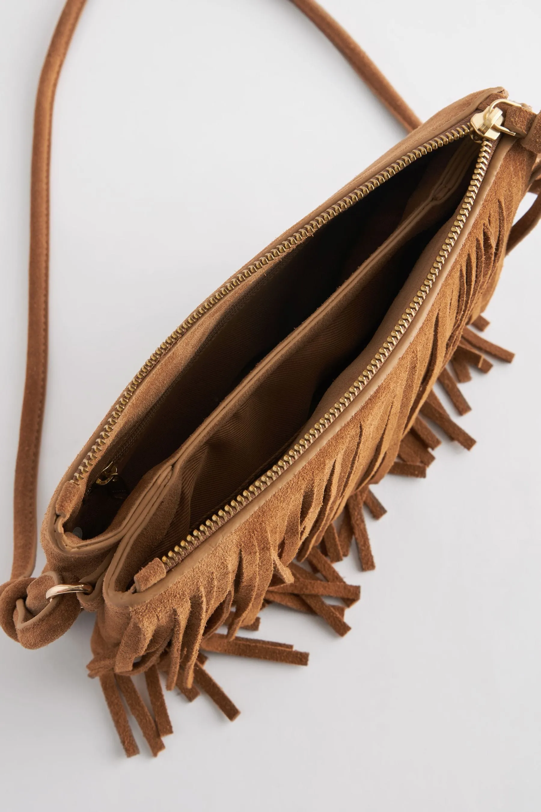 Borsa a tracolla western in pelle con frange