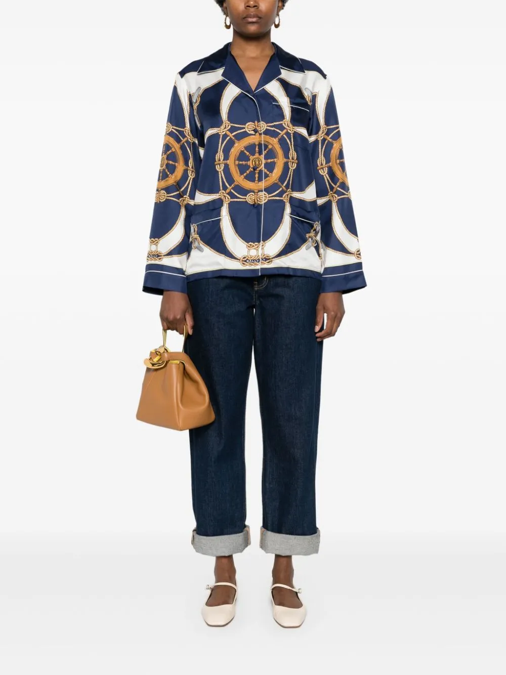 Camicia con stampa grafica in seta multicolore Bally - donna