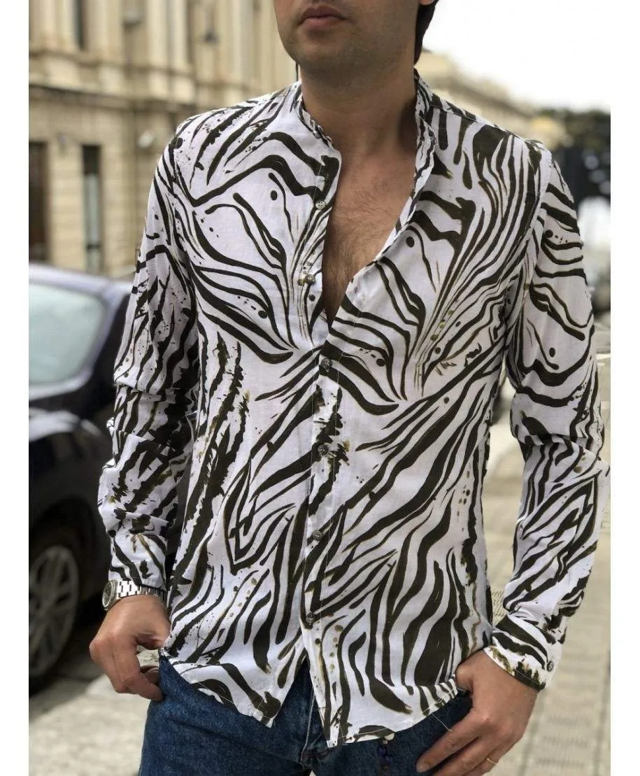 Camicia uomo fantasia - Collo coreana