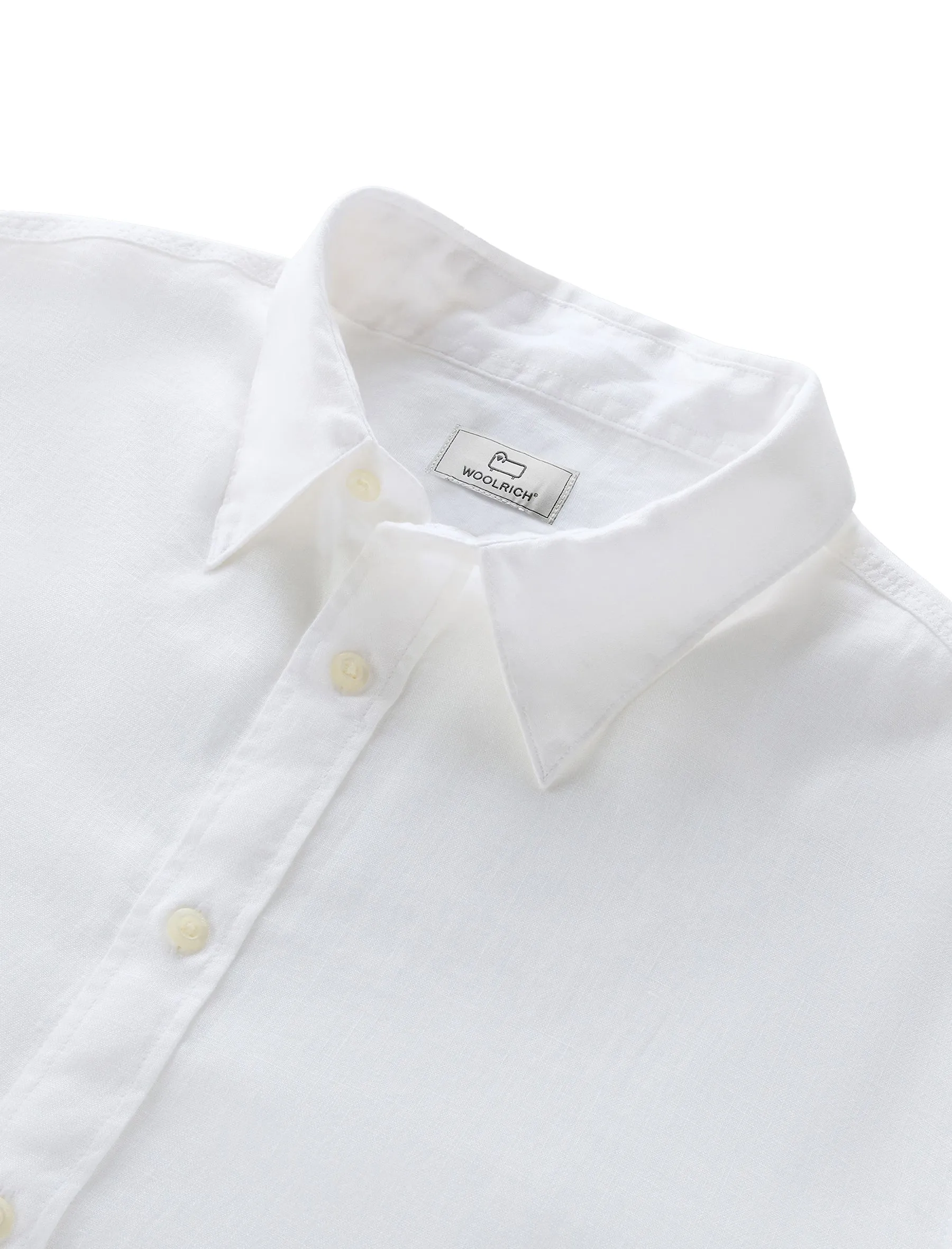 Camicia Woolrich  Lino Linen Shirt Bianco Uomo