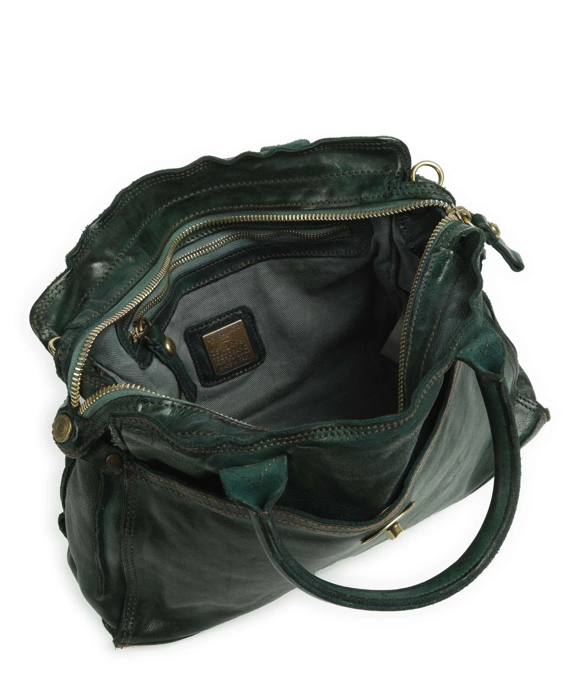  Campomaggi Borsa a mano pelle di vacchetta finemente grana verde scuro  