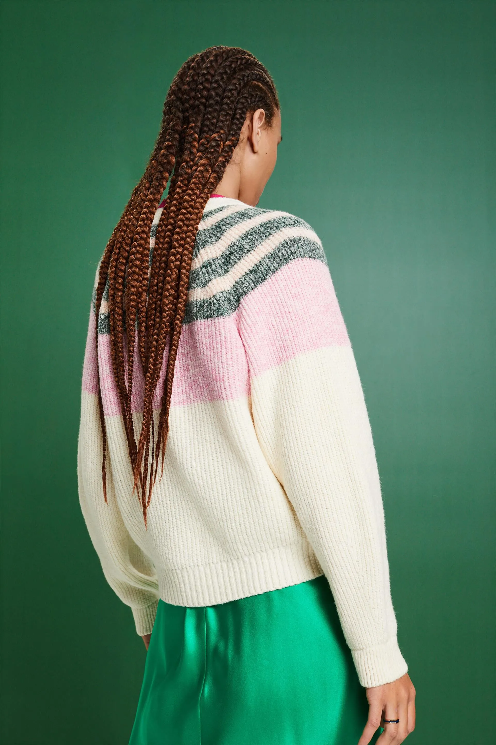 Cardigan a coste con scollo a V