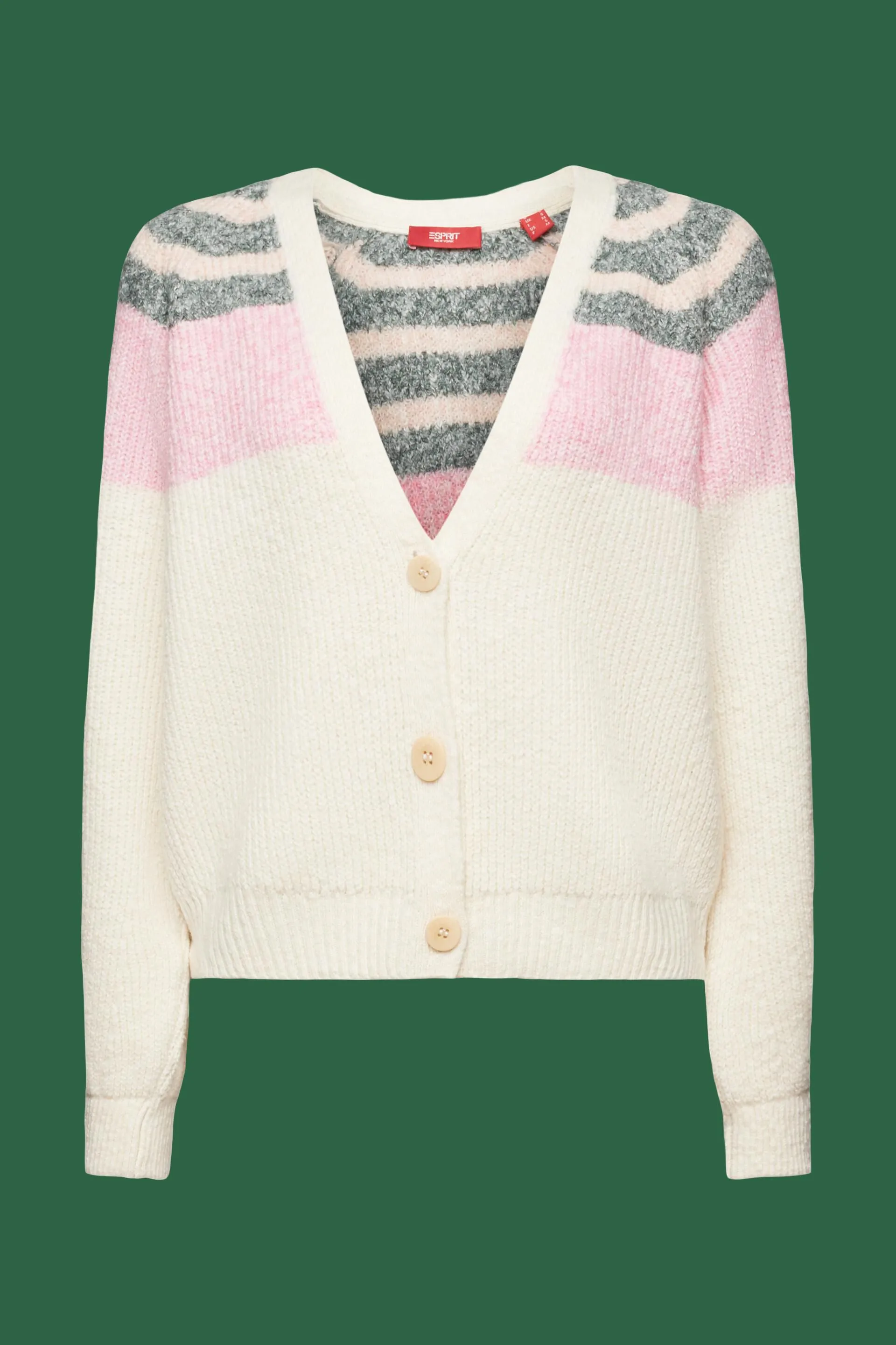 Cardigan a coste con scollo a V