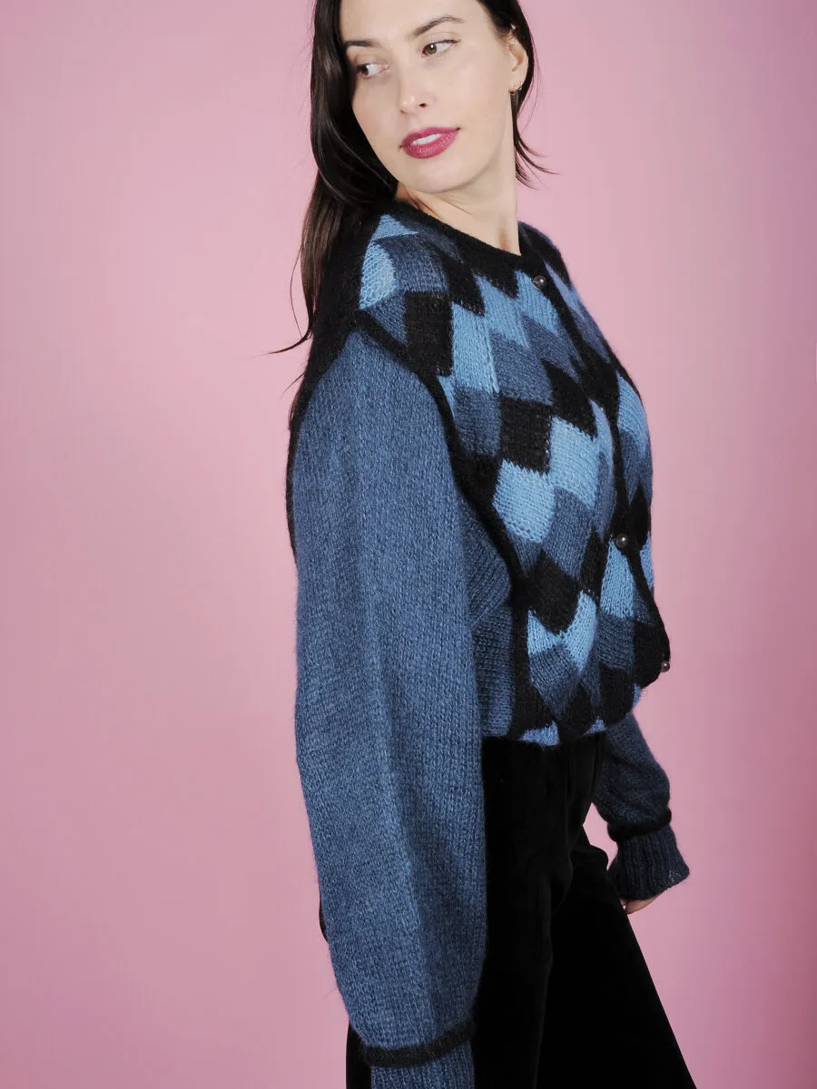 Cardigan a losanghe in lana