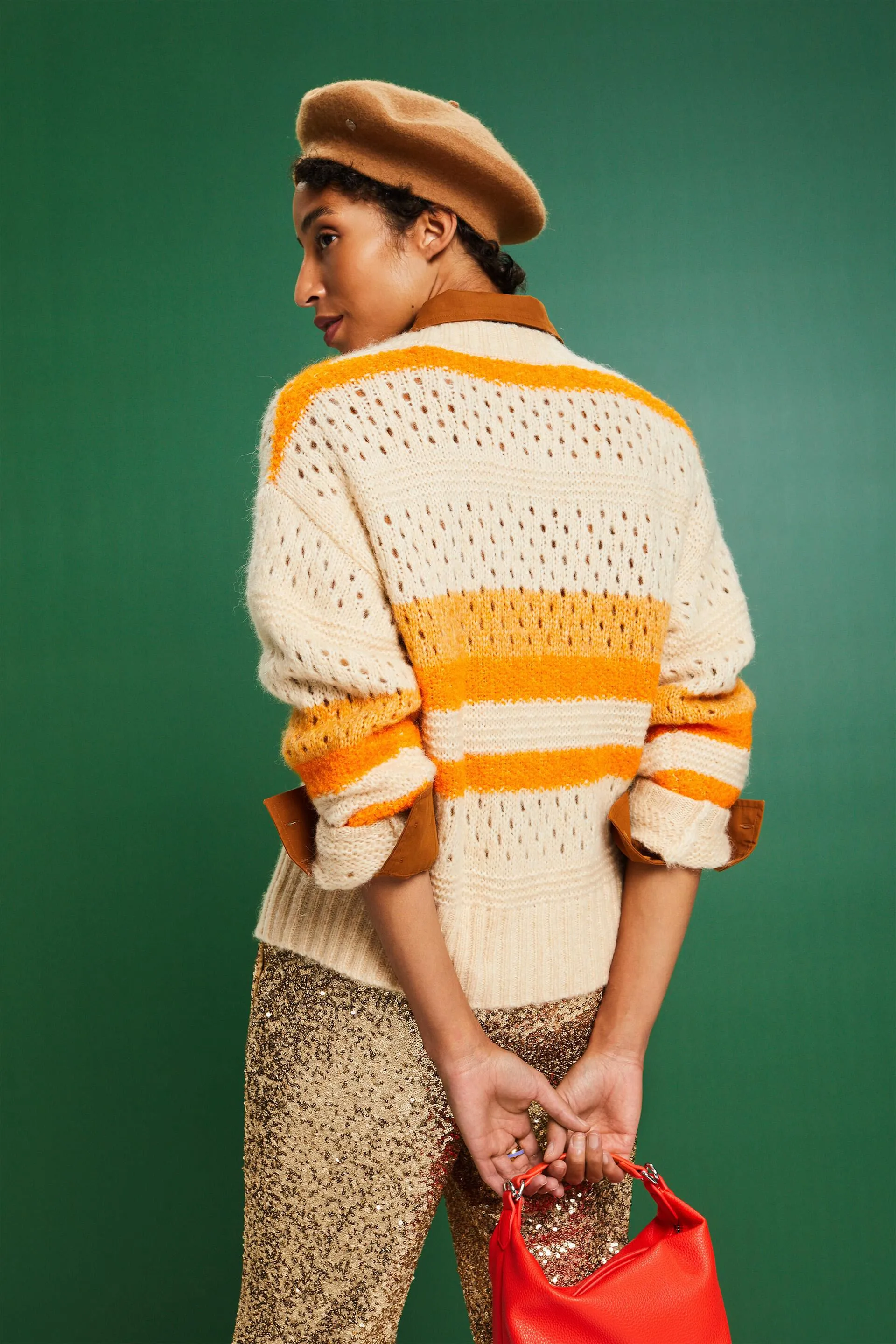 Cardigan a righe in misto lana