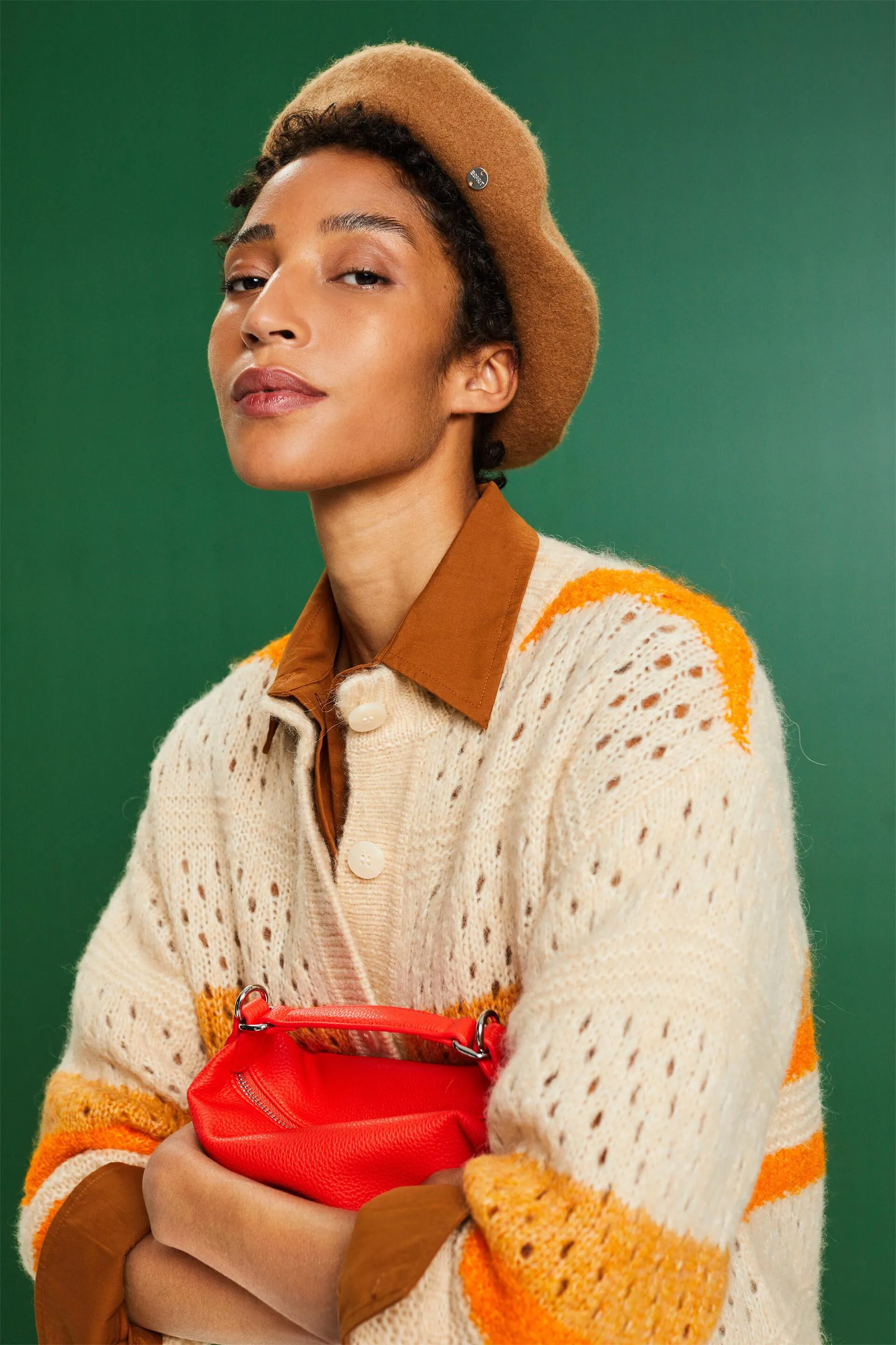 Cardigan a righe in misto lana