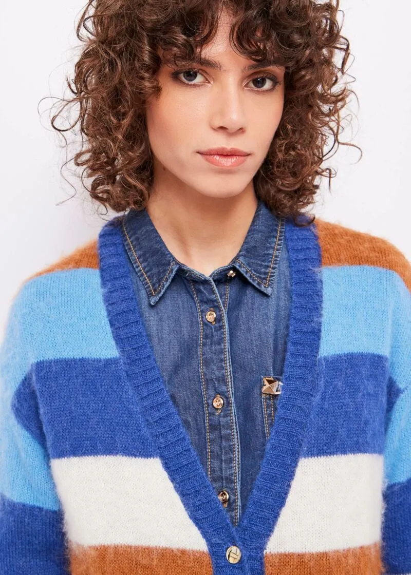 Cardigan a righe jacquard
