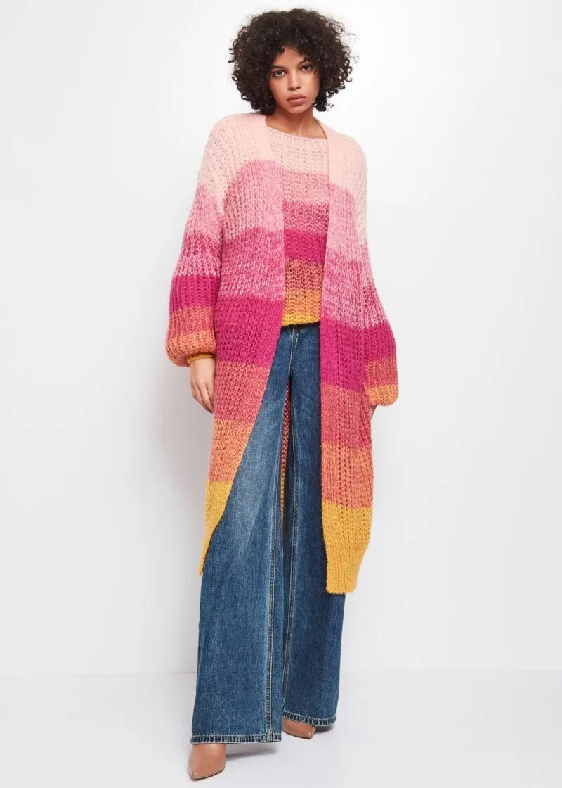 Cardigan a righe multicolor