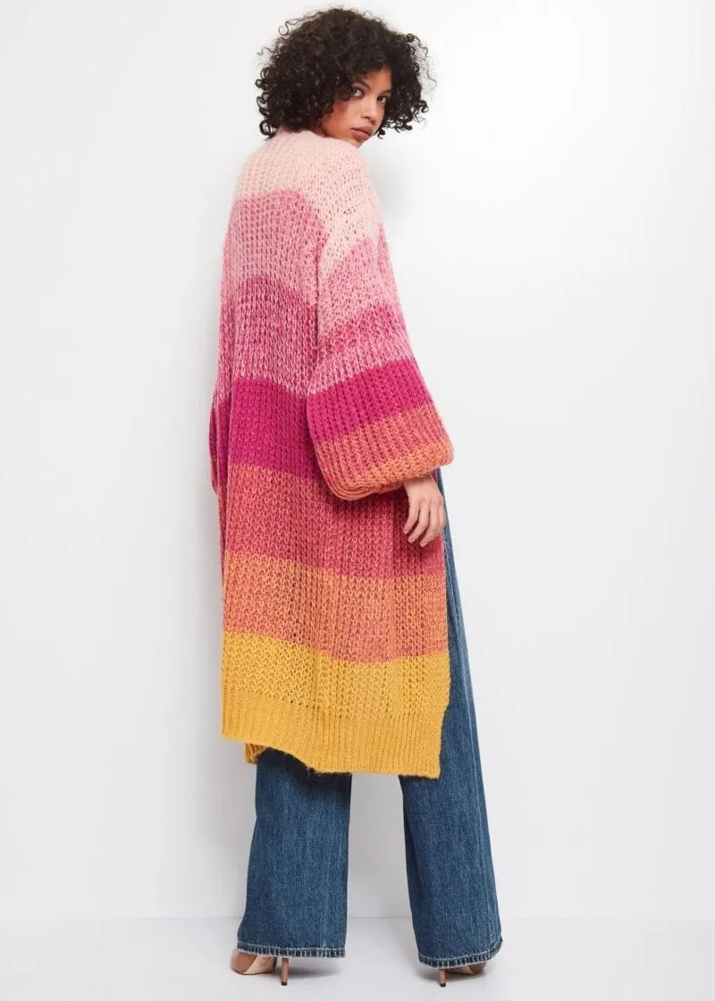 Cardigan a righe multicolor